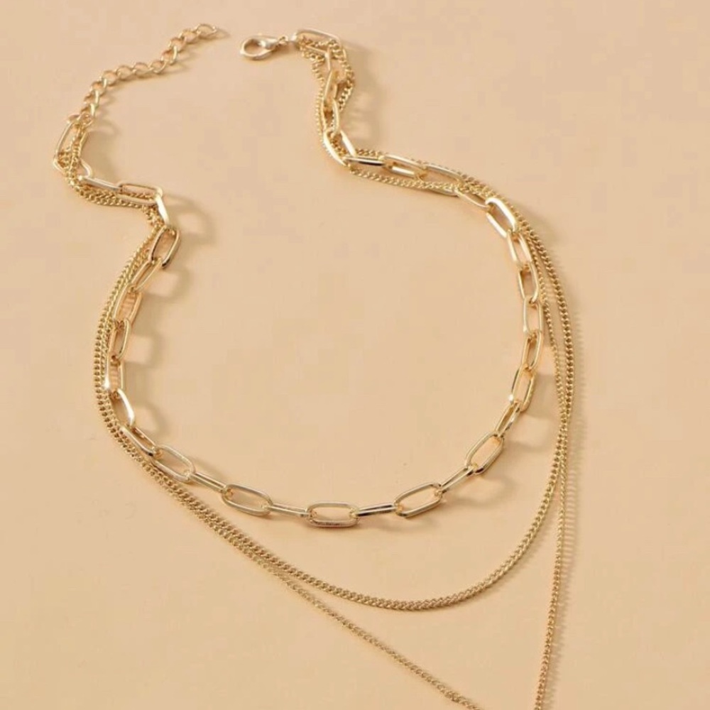 Gold layer chain choker necklace - Picture 5 of 6